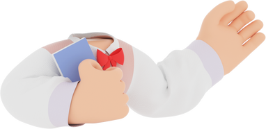 3D People Woman Student with Book Hand Gesture